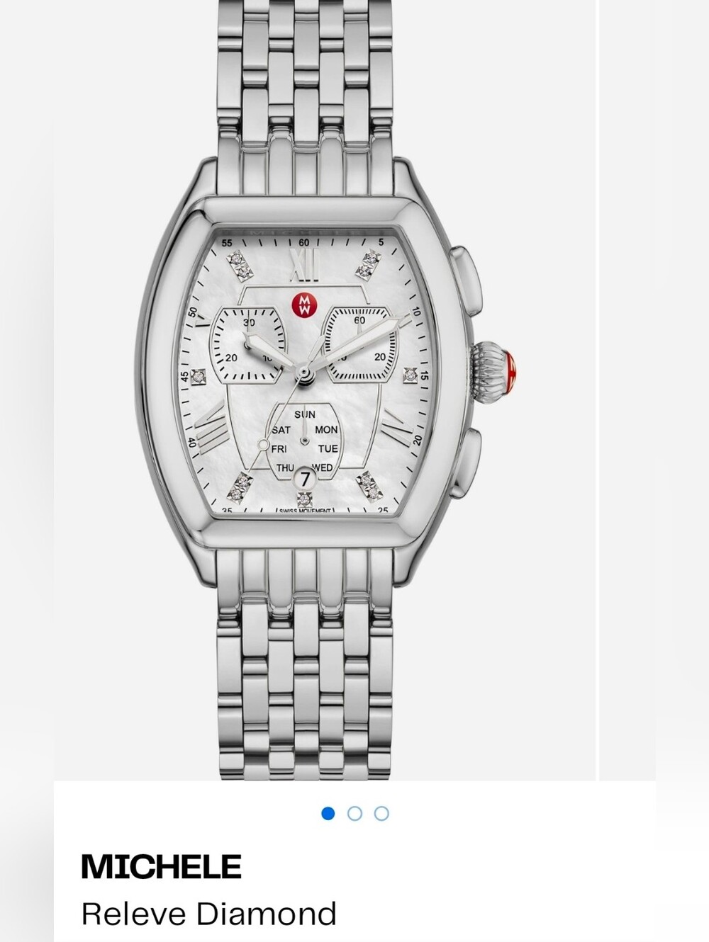 Michele Releve Silver Tone Mother Of Pearl With Diamonds Br💎